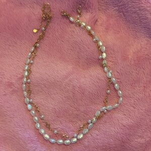 Elegant Gold and White Pearl Necklace